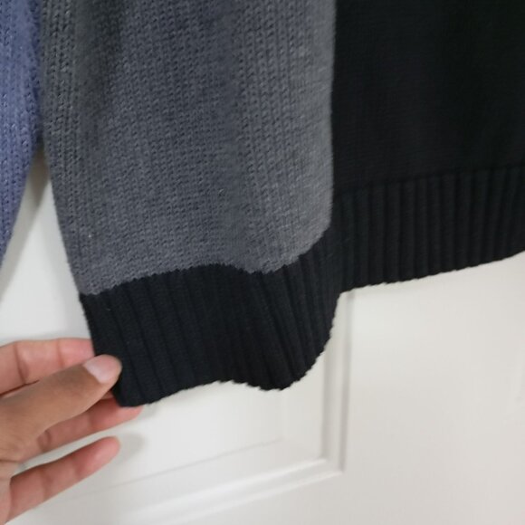 Perry Ellis Sweater Womens 100% Cotton Colorblock Gray, Black and Purple Size L - Picture 3 of 7